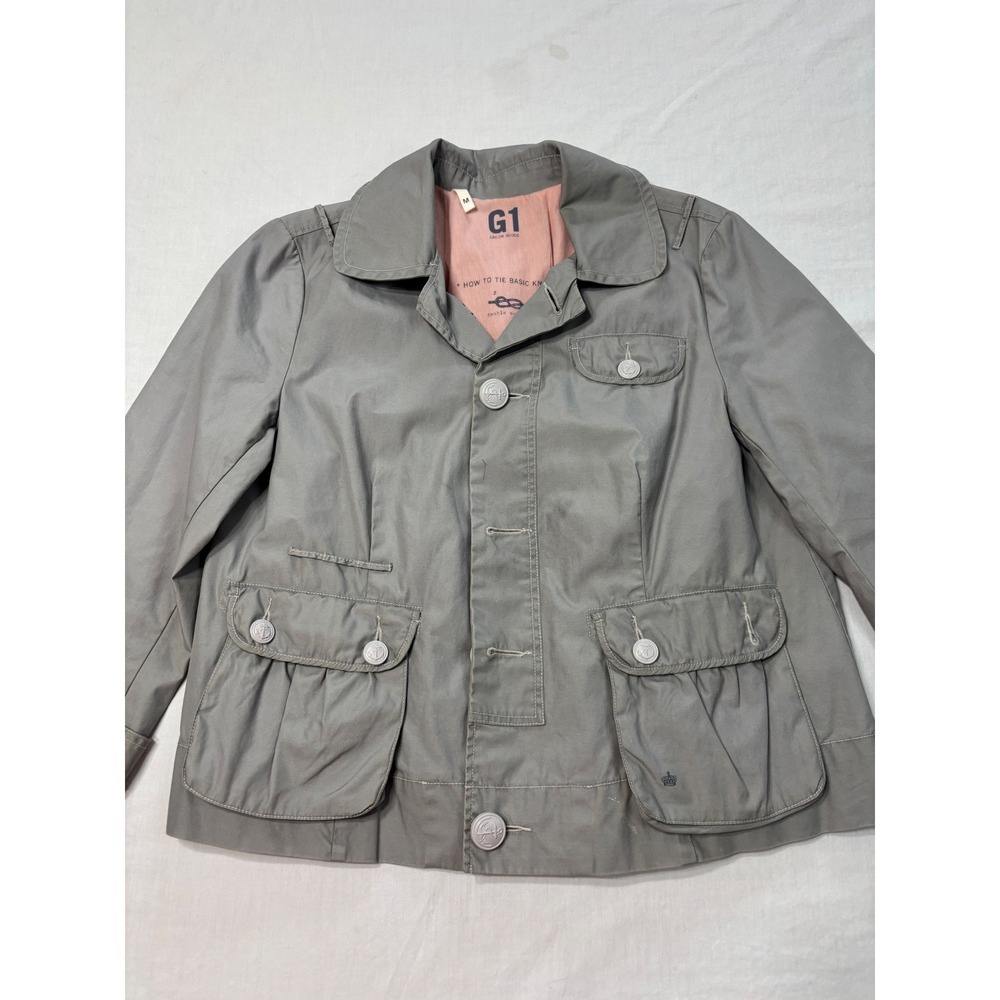 G1 Sailor Goods Grey Nautical Utility Jacket Anchor Buttons Size M